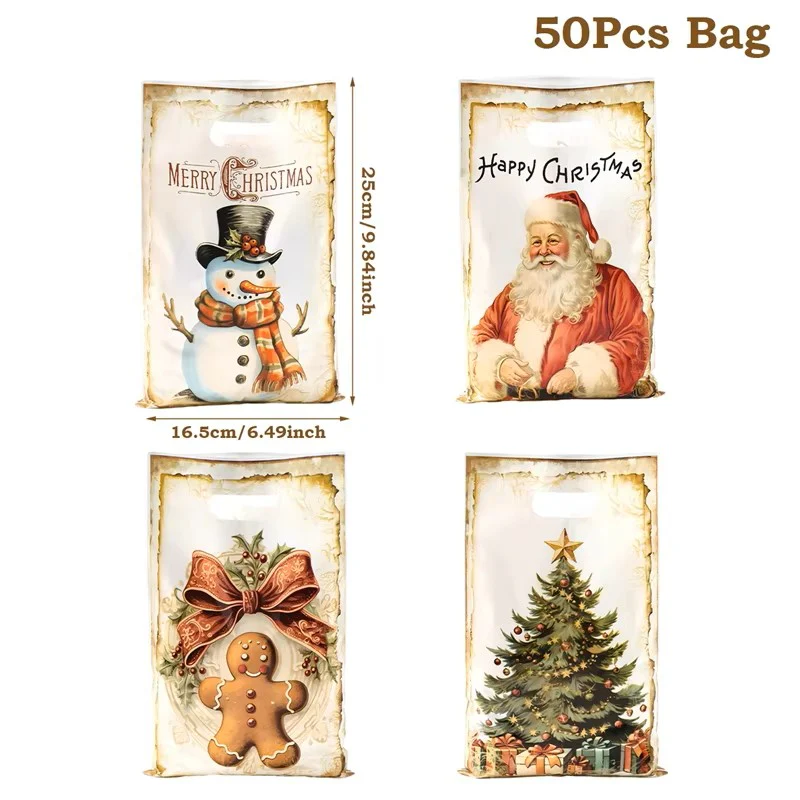 10/25/50pcs Christmas Gift Bags – Cute Santa Claus & Holiday Hand Bags - Image 4