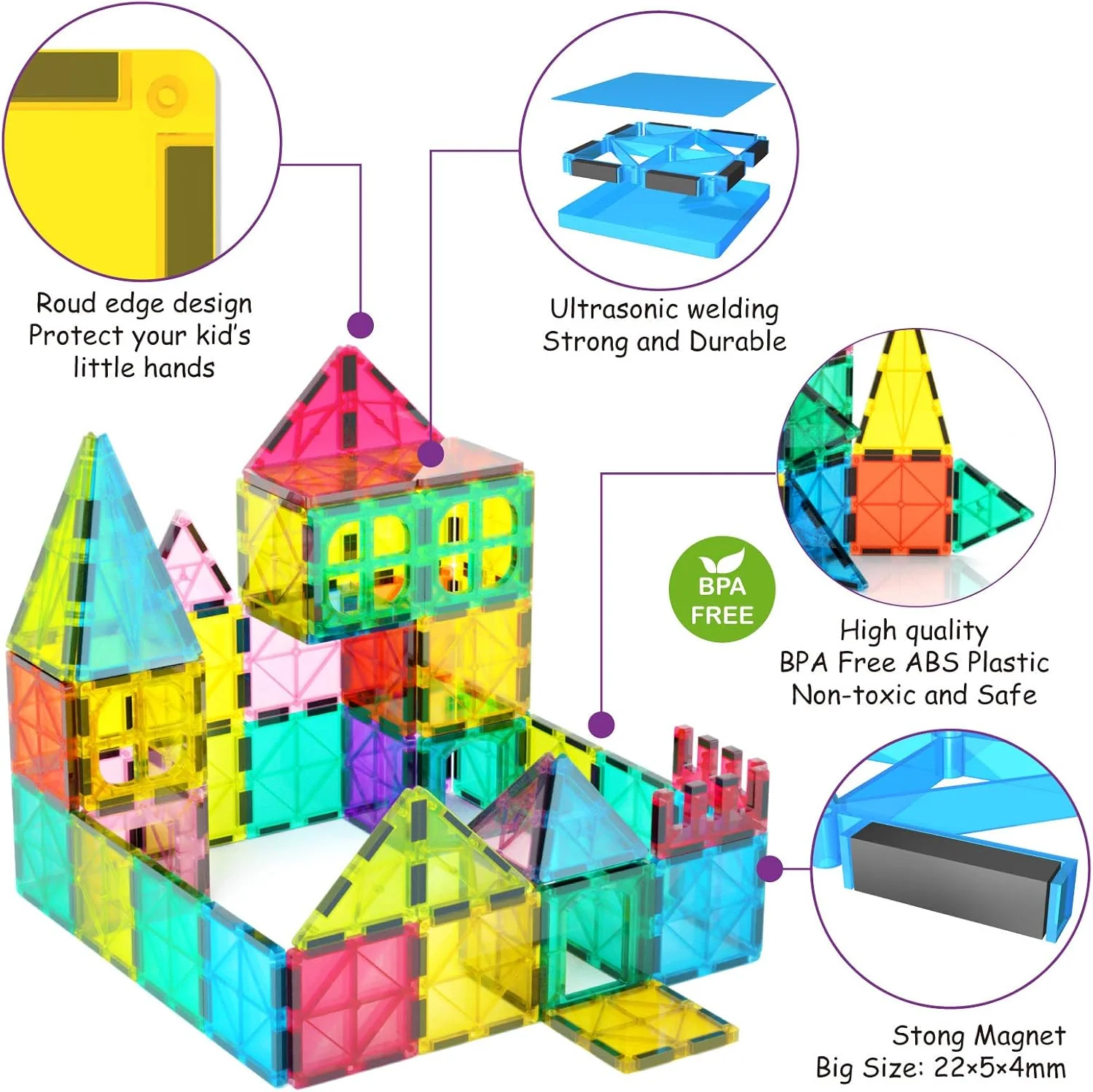 108-Piece Magnetic Building Blocks Set – 3D Educational Construction Toy for Kids - Image 2
