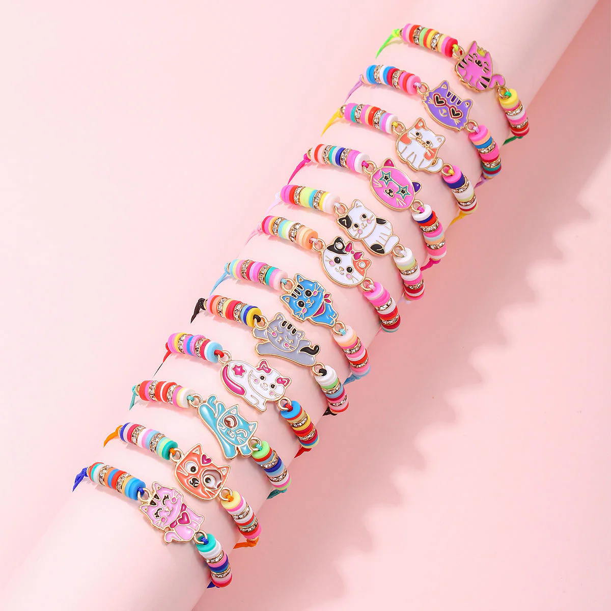 12-Piece Elastic Beaded Charm Bracelet Set – Assorted Cute Themes - Image 6
