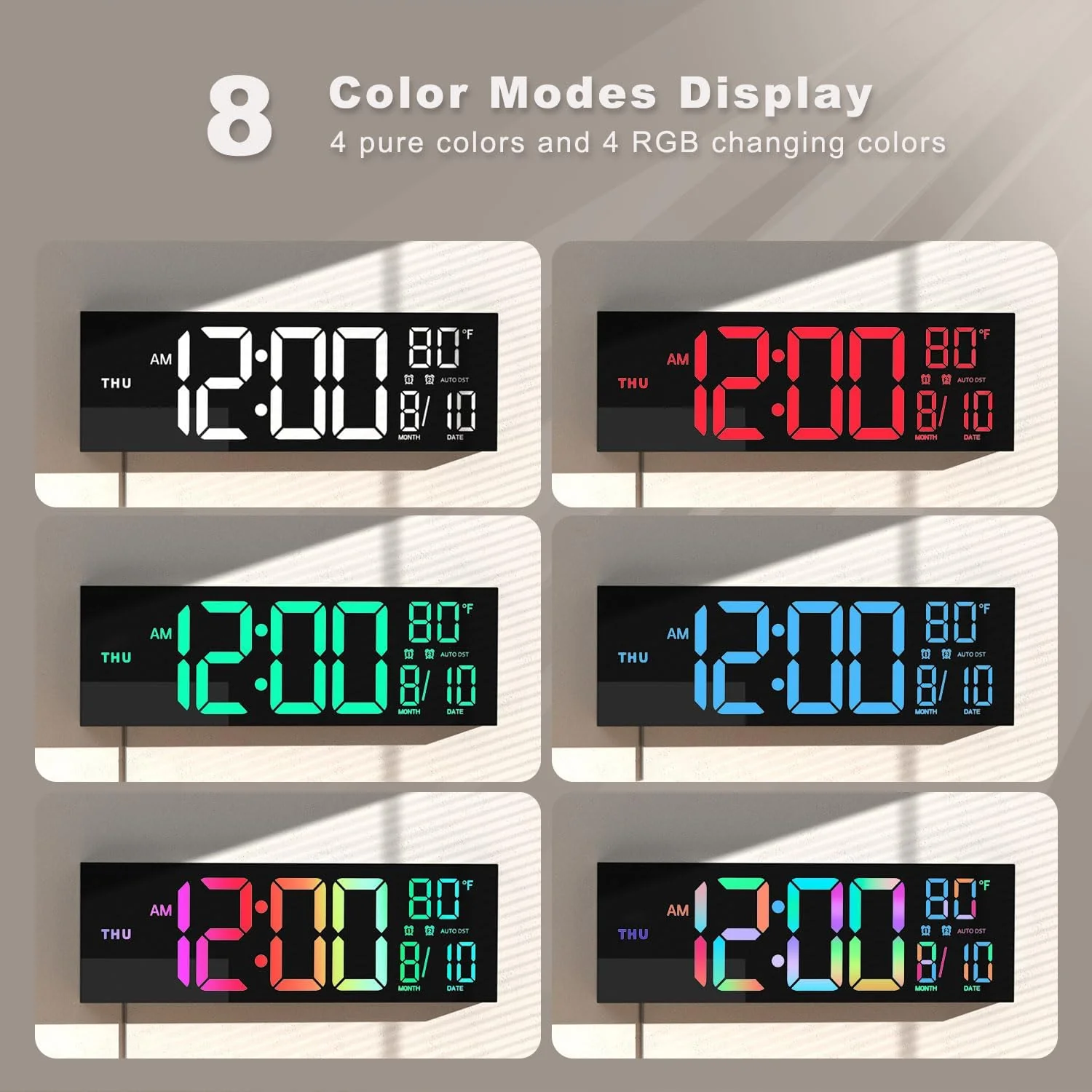 16" Large LED Digital Wall Clock – Remote Control, Temperature & Date Display - Image 4