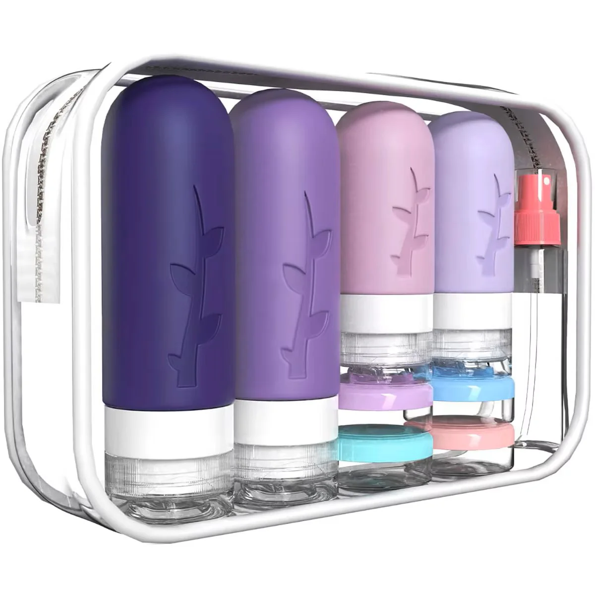 17-Pcs. Leakproof Travel Bottle Set, Silicone Containers for Shampoo, Lotion, & Soap with Storage Bag - Image 2