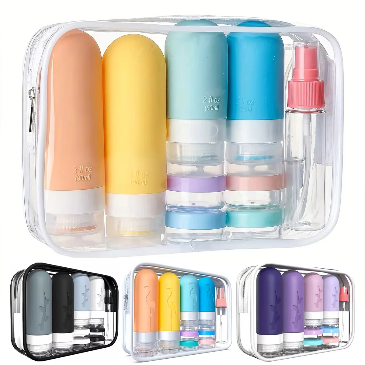 17-Pcs. Leakproof Travel Bottle Set, Silicone Containers for Shampoo, Lotion, & Soap with Storage Bag - Image 7