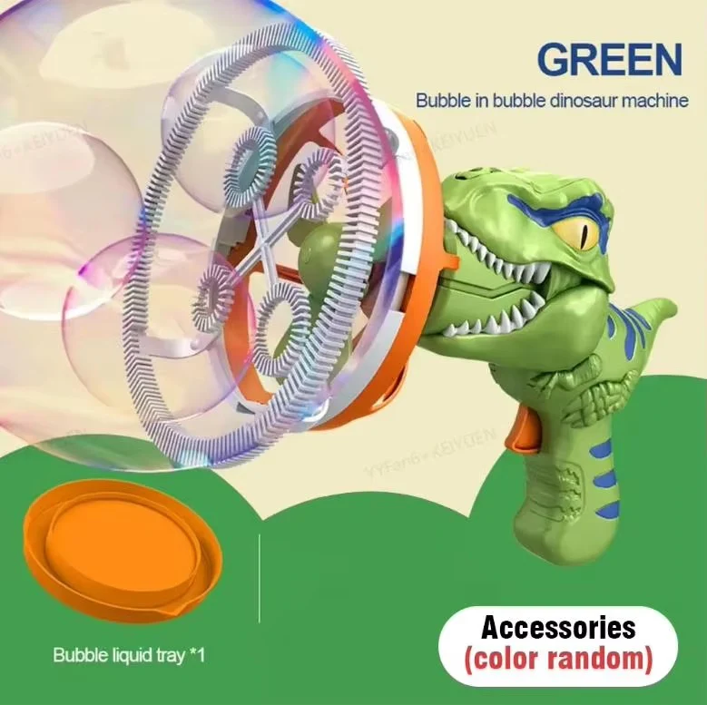 2 in 1 Electric Bubble Gun Toy Kids Fun Dinosaur - Image 3