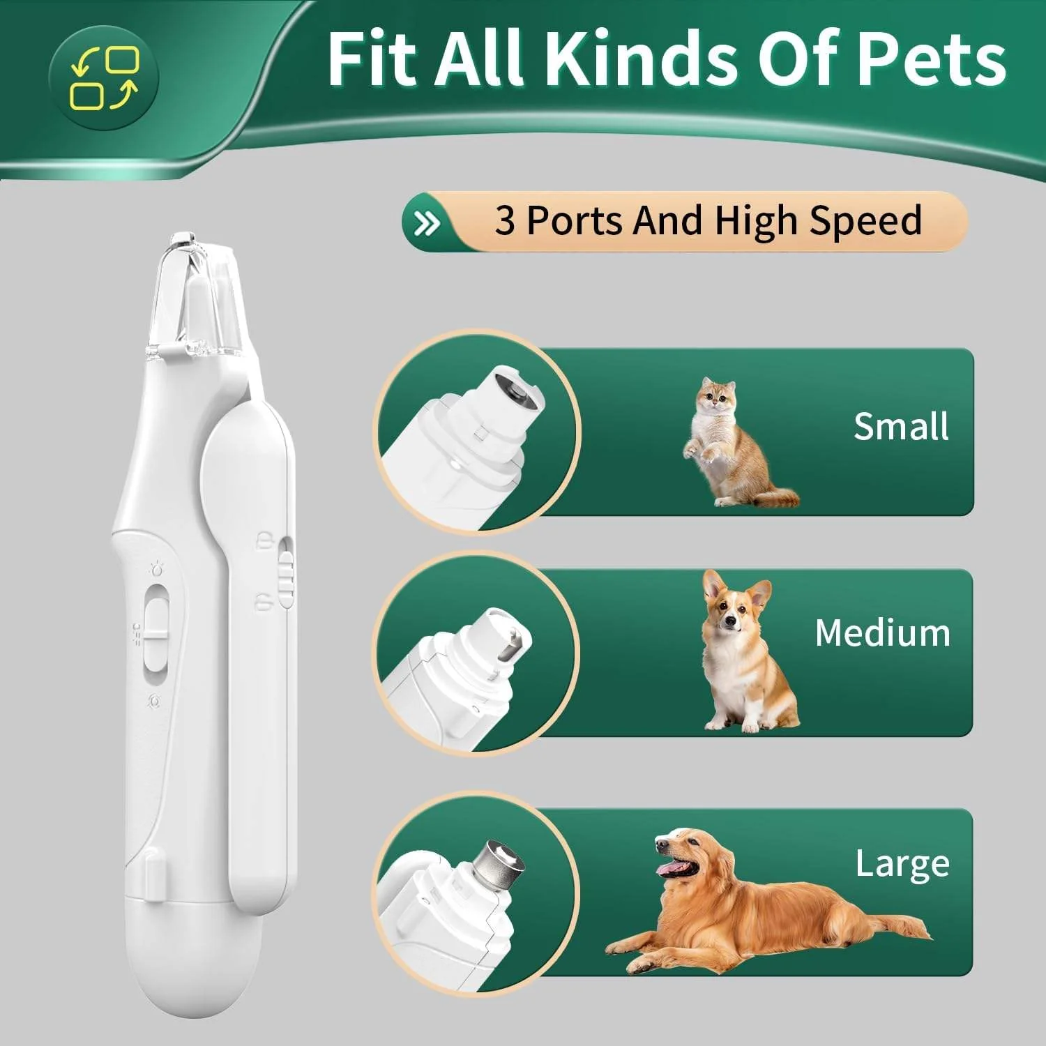 2-in-1 USB Rechargeable Dog Nail Grinder & Clipper with LED Light - Image 5