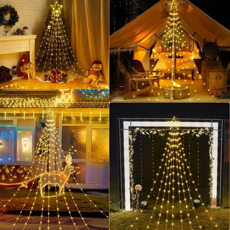 LED Star Waterfall String Lights – USB Powered 8-Mode Lights with Remote for Indoor/Outdoor Christmas & Camping Decor - Image 3