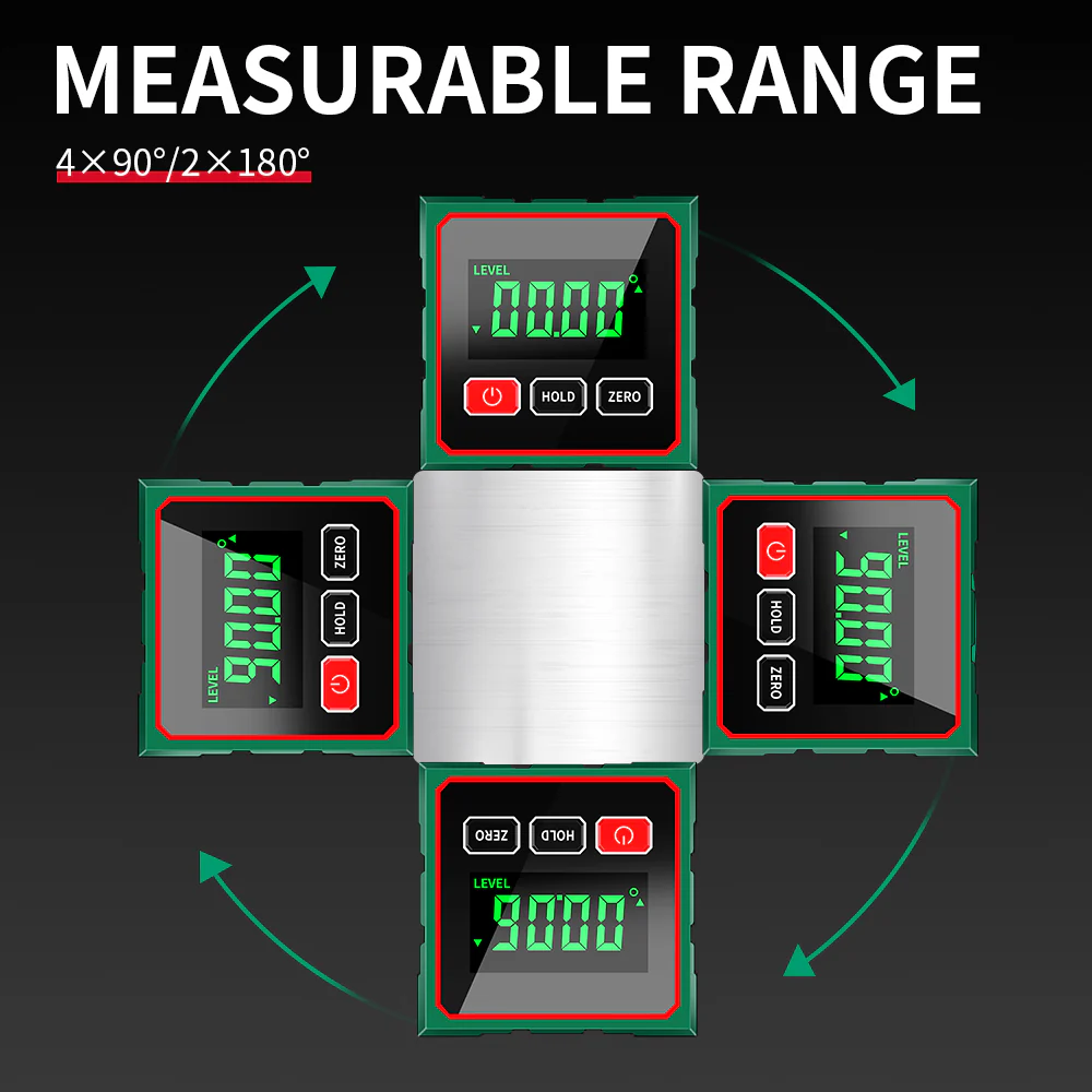 360° Magnetic Digital Angle Finder with Electronic Laser | Rechargeable Inclinometer Level Box - Image 2