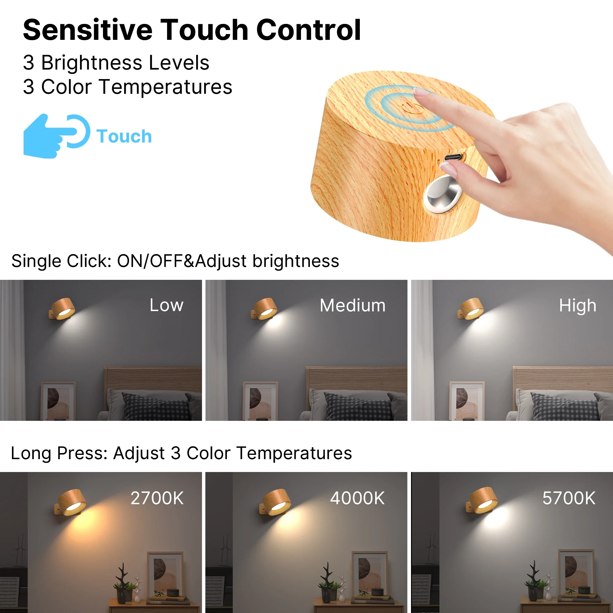 360° Magnetic Touch-Control LED Wall Sconce - Image 4