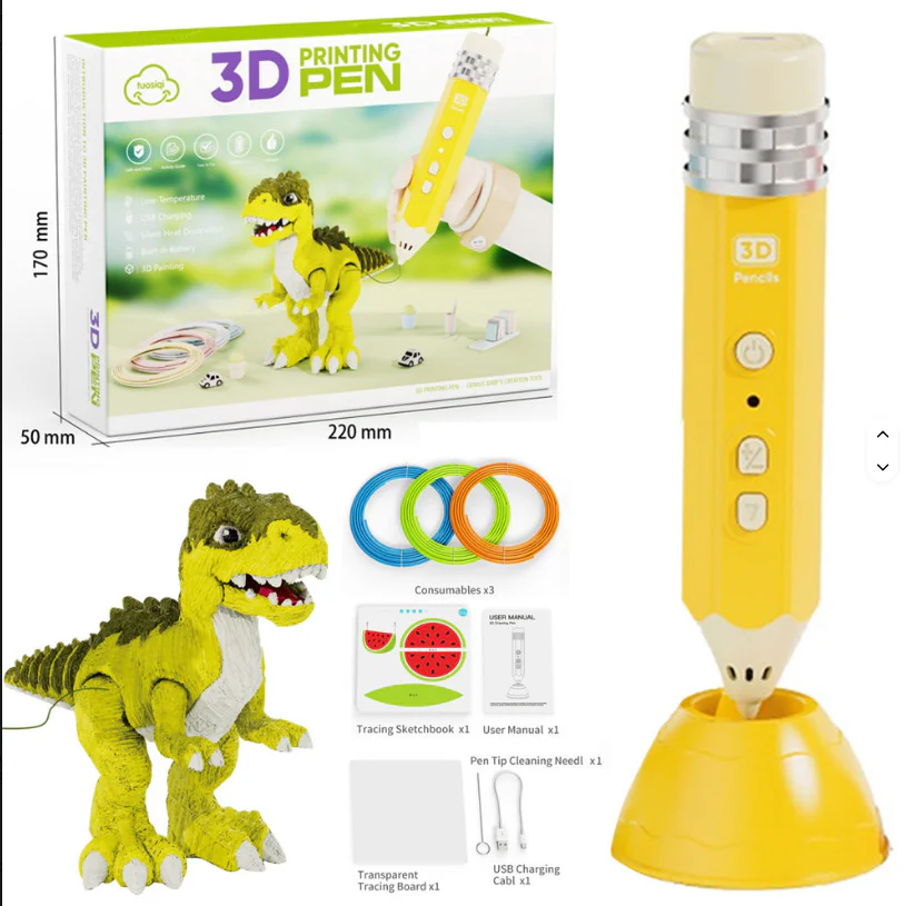 3D Printing Pen for Kids ā Low-Temperature Safe No-Burn Tip, Art Drawing & DIY Craft Pen Set with Filaments - Image 3