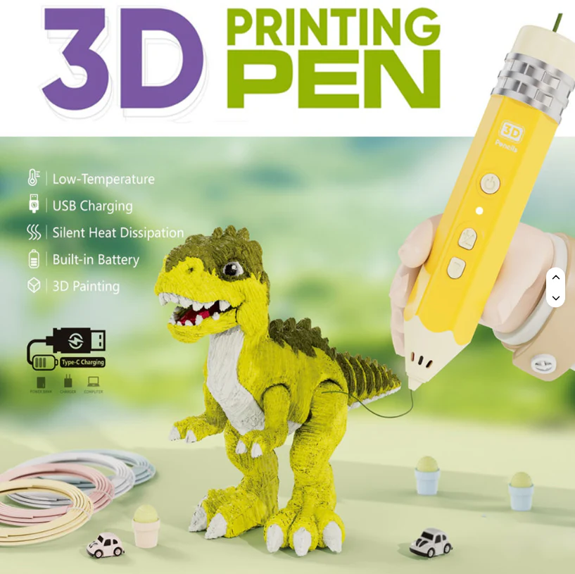 3D Printing Pen for Kids ā Low-Temperature Safe No-Burn Tip, Art Drawing & DIY Craft Pen Set with Filaments - Image 4