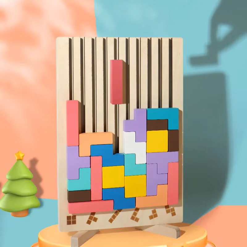 3D Wooden Puzzle Building Blocks β Montessori Logic Training Toy for Babies & Kids, Educational Brain Development, Parent-Child Interactive Game