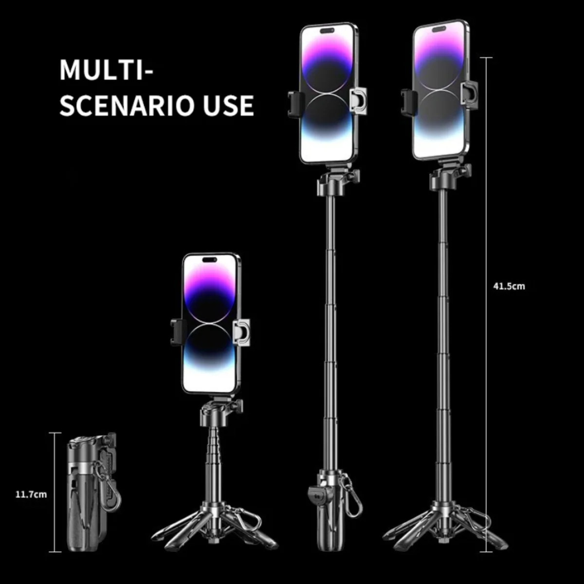 4-in-1 Extendable Selfie Stick Tripod with Detachable Remote - Image 7