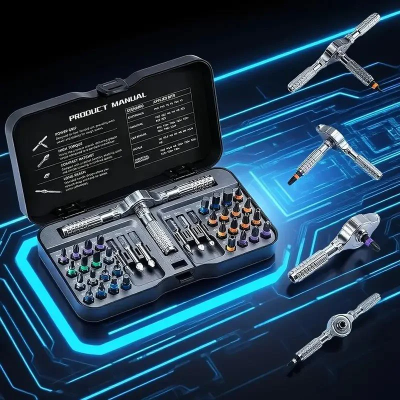 40-in-1 Ratchet Screwdriver Set with Magnetic Bits & Flexible Shaft - Image 2