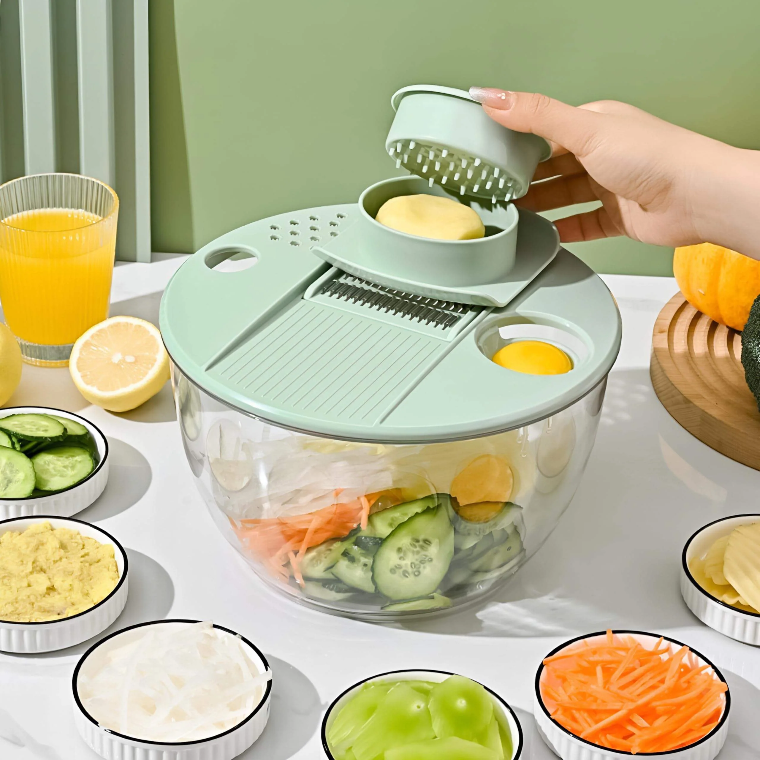 5-in-1 Manual Salad Spinner & Vegetable Prep Bowl