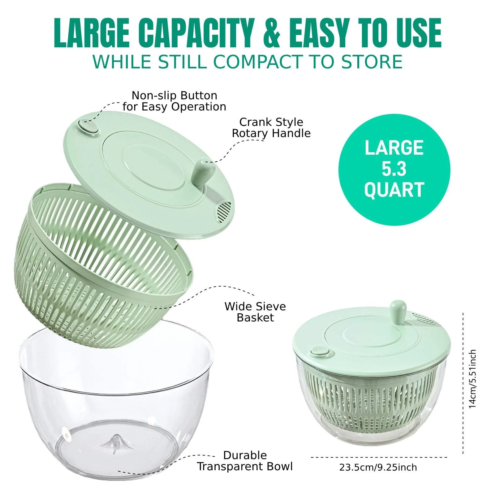 5-in-1 Manual Salad Spinner & Vegetable Prep Bowl - Image 4