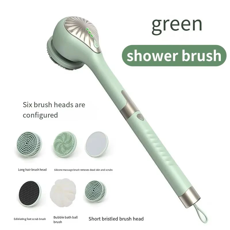 6-in-1 Electric Silicone Bath Brush – Long Handle Rotating Shower Massager - Image 3