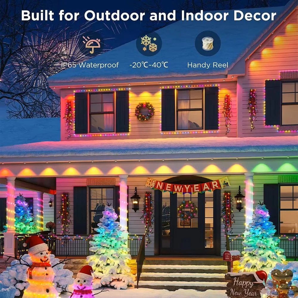 60M Smart RGB Permanent Outdoor Eave Lights – App & Remote Control IP67 LED String Lights - Image 4