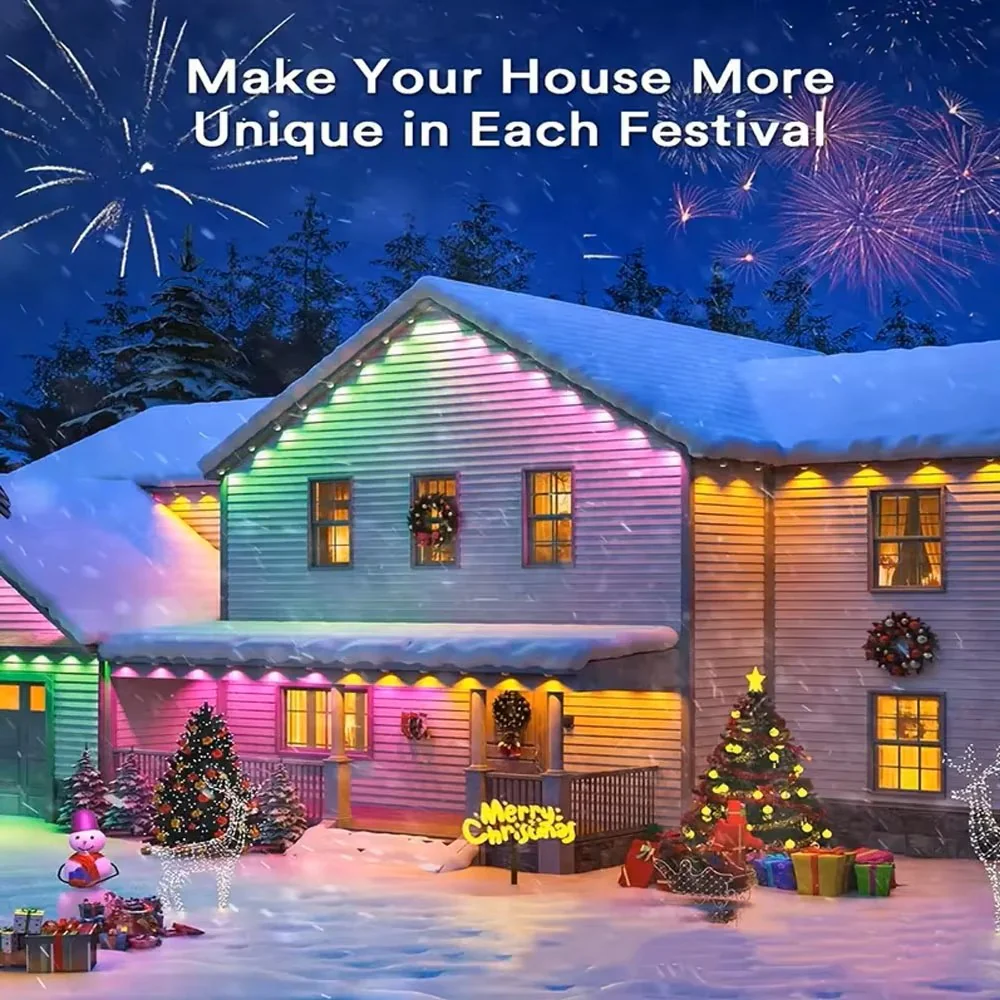 60M Smart RGB Permanent Outdoor Eave Lights – App & Remote Control IP67 LED String Lights - Image 6