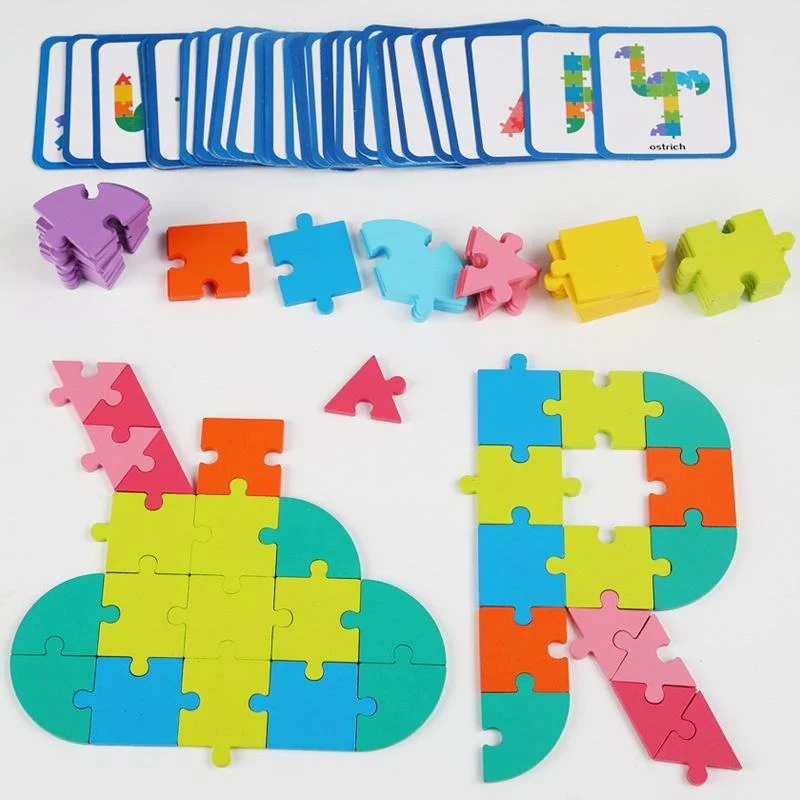 65pc Wooden Geometric Shape & Letter Puzzle β Educational STEM Toy for Toddlers & Preschoolers - Image 2