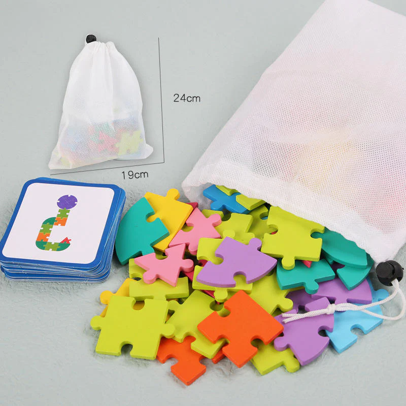 65pc Wooden Geometric Shape & Letter Puzzle β Educational STEM Toy for Toddlers & Preschoolers - Image 3