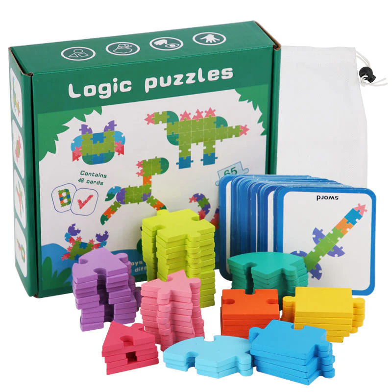 65pc Wooden Geometric Shape & Letter Puzzle β Educational STEM Toy for Toddlers & Preschoolers - Image 5