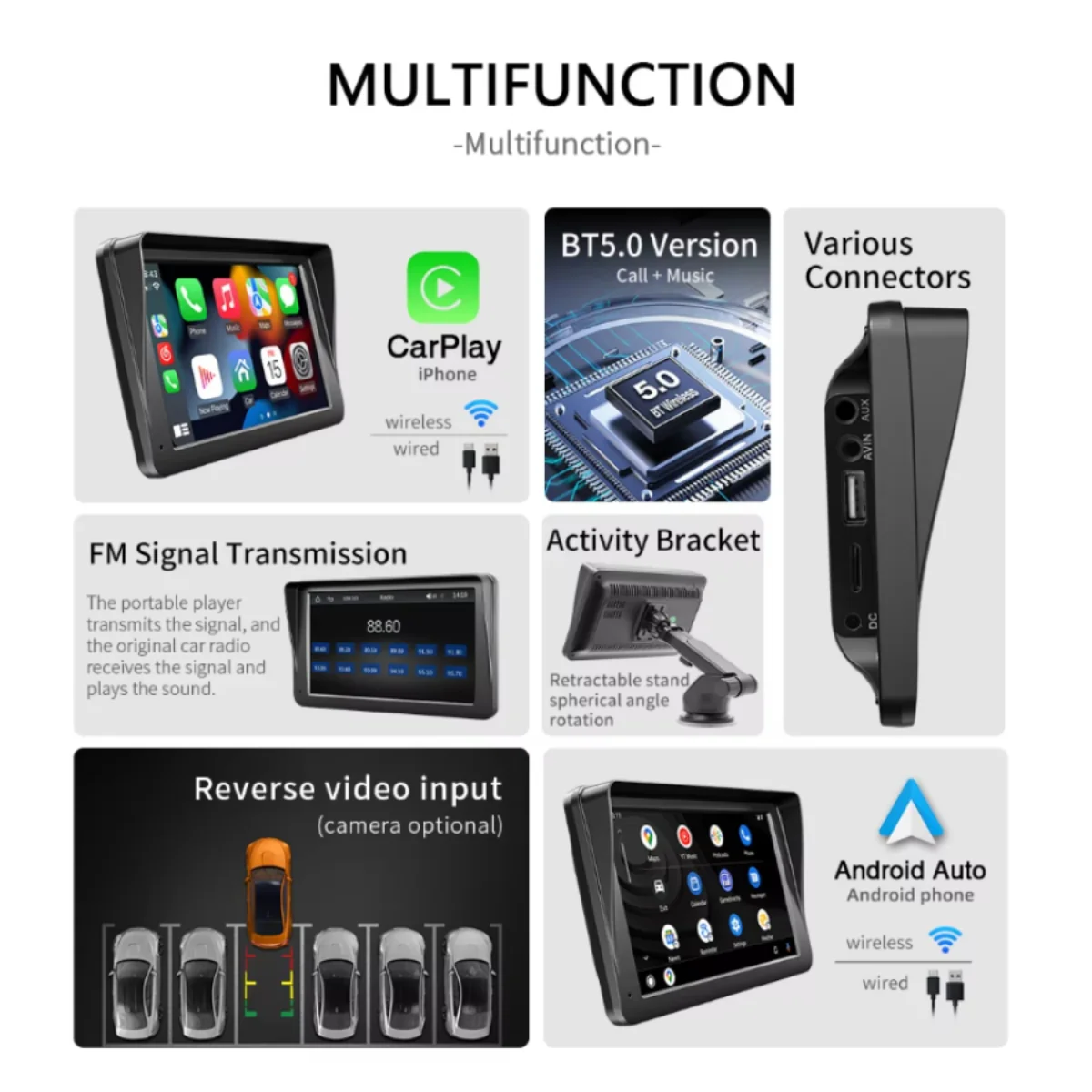 7-Inch Portable Touchscreen Car Multimedia Player with Wireless Connectivity - Image 10