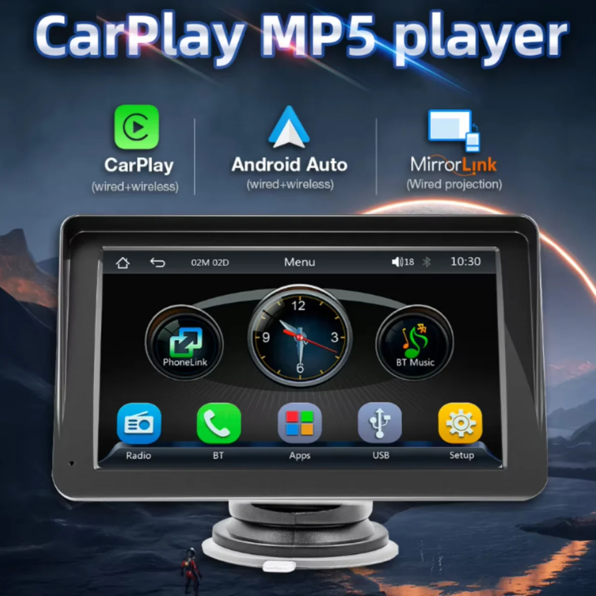 7-Inch Portable Touchscreen Car Multimedia Player with Wireless Connectivity - Image 2
