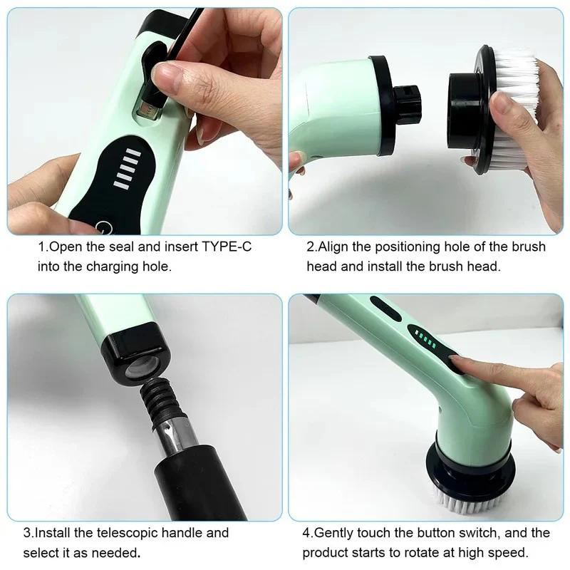 9-in-1 Wireless Electric Cleaning Brush with Rotating Heads - Image 9