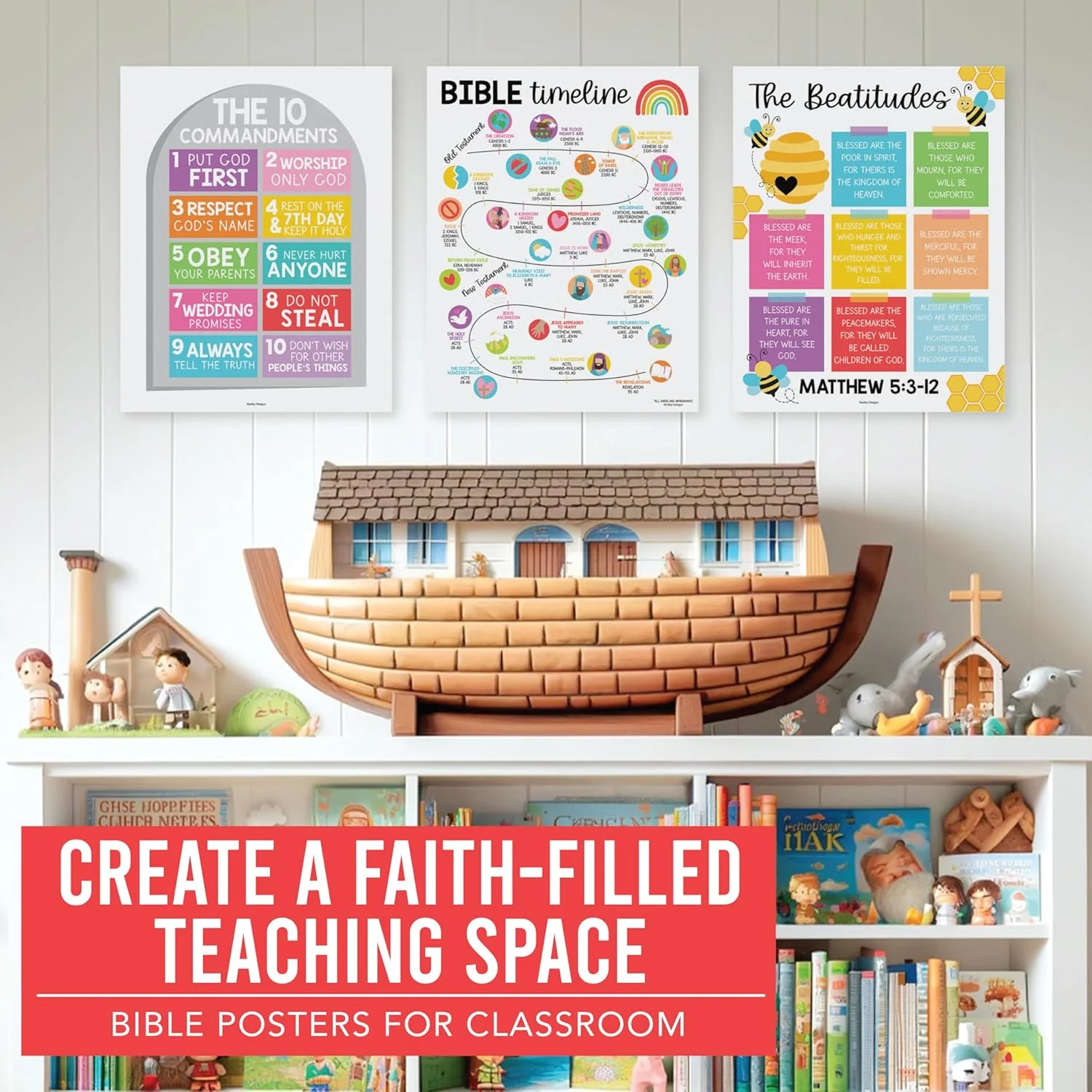 9-Piece Colorful Christian Educational Poster Set - Image 4