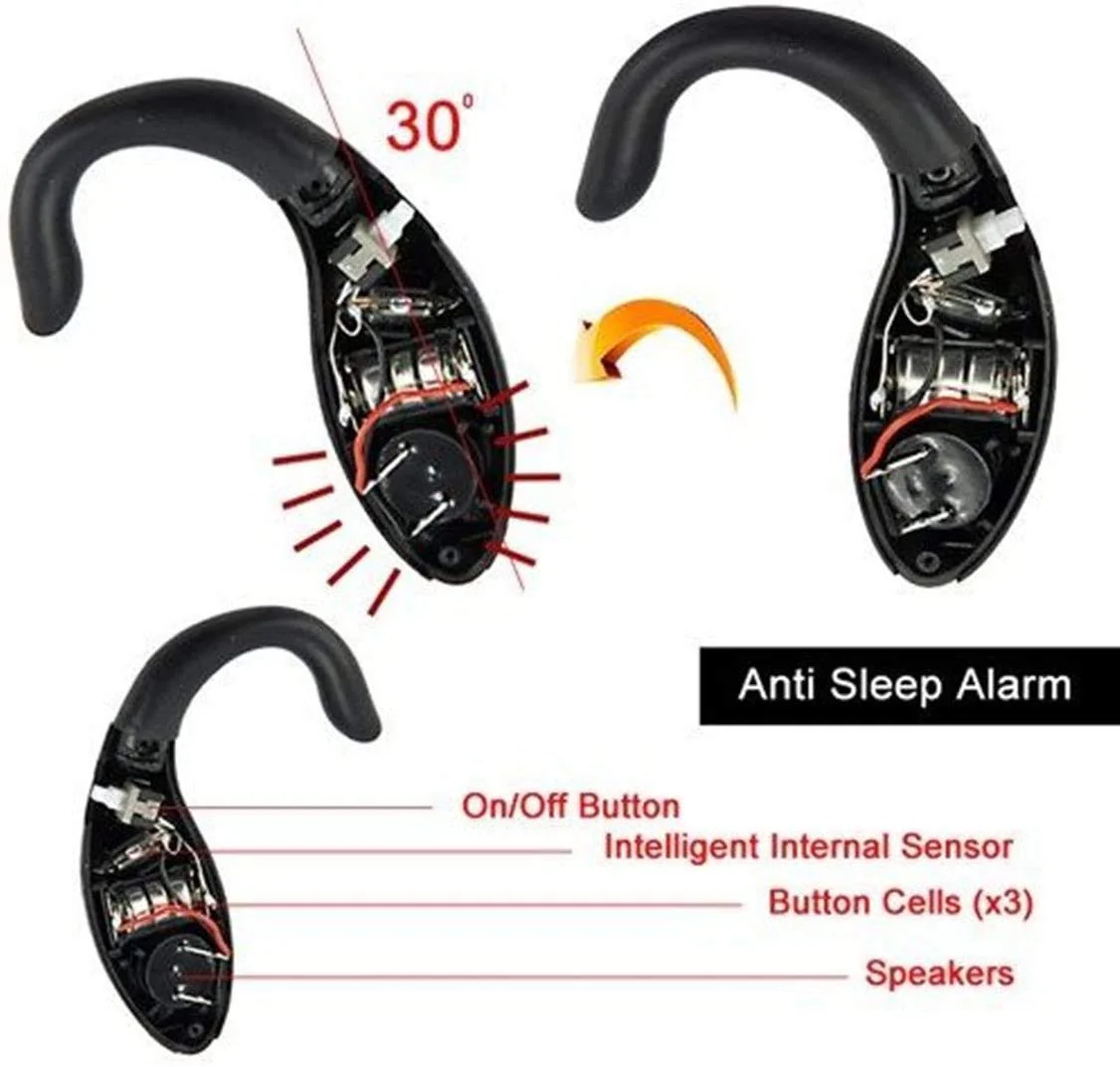 ABS Vibration Anti-Sleep Alarm for Drivers – Fatigue Warning Device, Ear-Mounted Stay Awake Safety Alert for Long Distance Driving