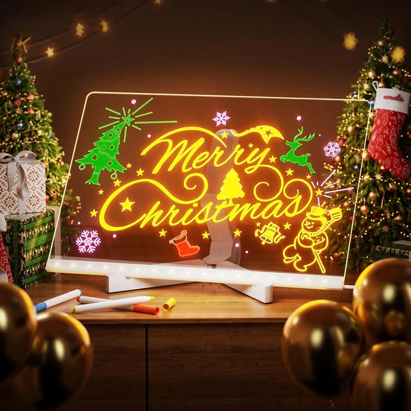 Acrylic LED Message Board Night Light (USB, Erasable)