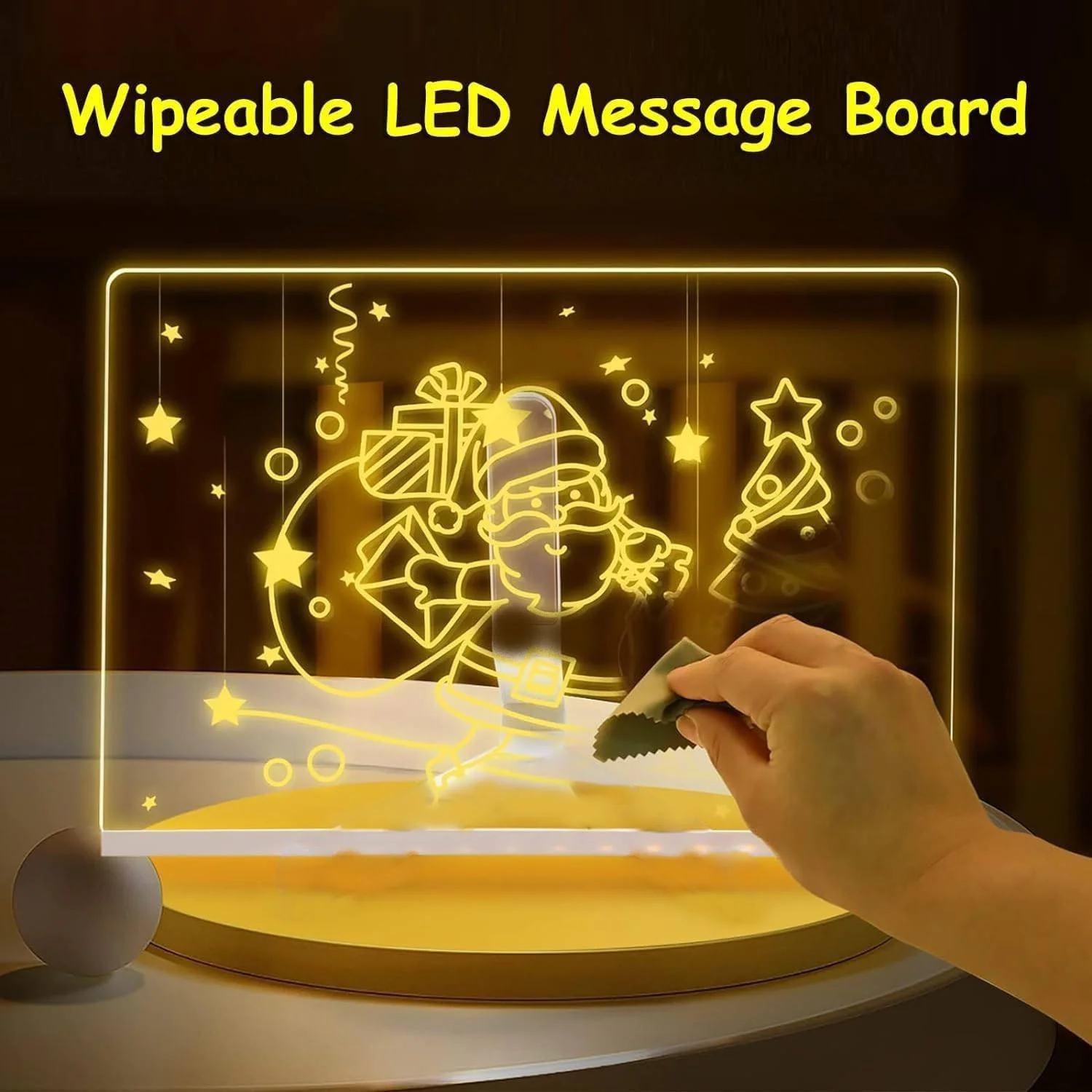 Acrylic LED Message Board Night Light (USB, Erasable) - Image 2