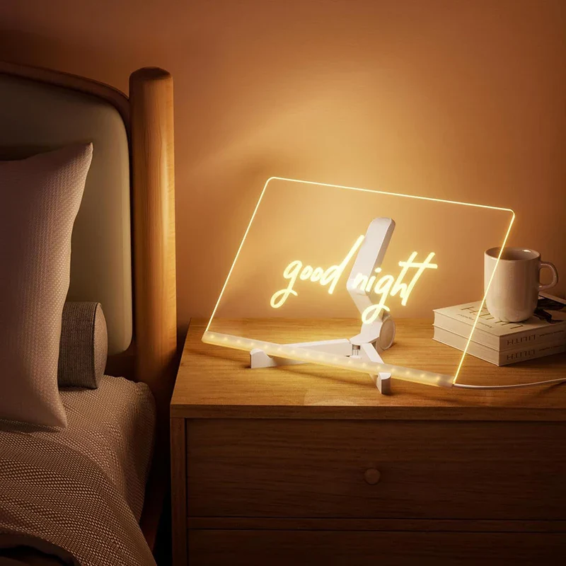Acrylic LED Message Board Night Light (USB, Erasable) - Image 3