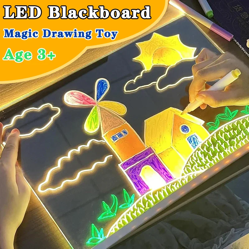 Acrylic LED Message Board Night Light (USB, Erasable) - Image 4
