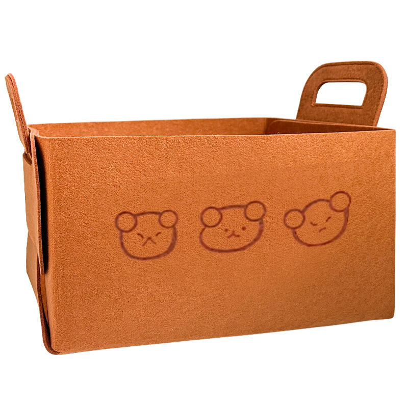 Bear-Embroidered Foldable Felt Storage Bin β Multipurpose Organizer