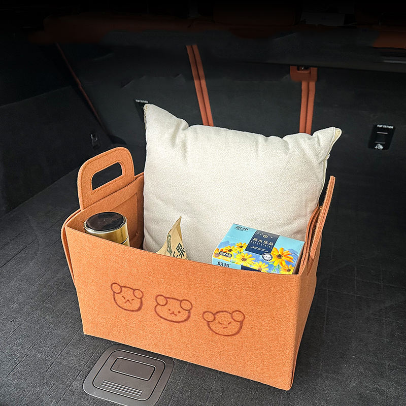 Bear-Embroidered Foldable Felt Storage Bin β Multipurpose Organizer - Image 3