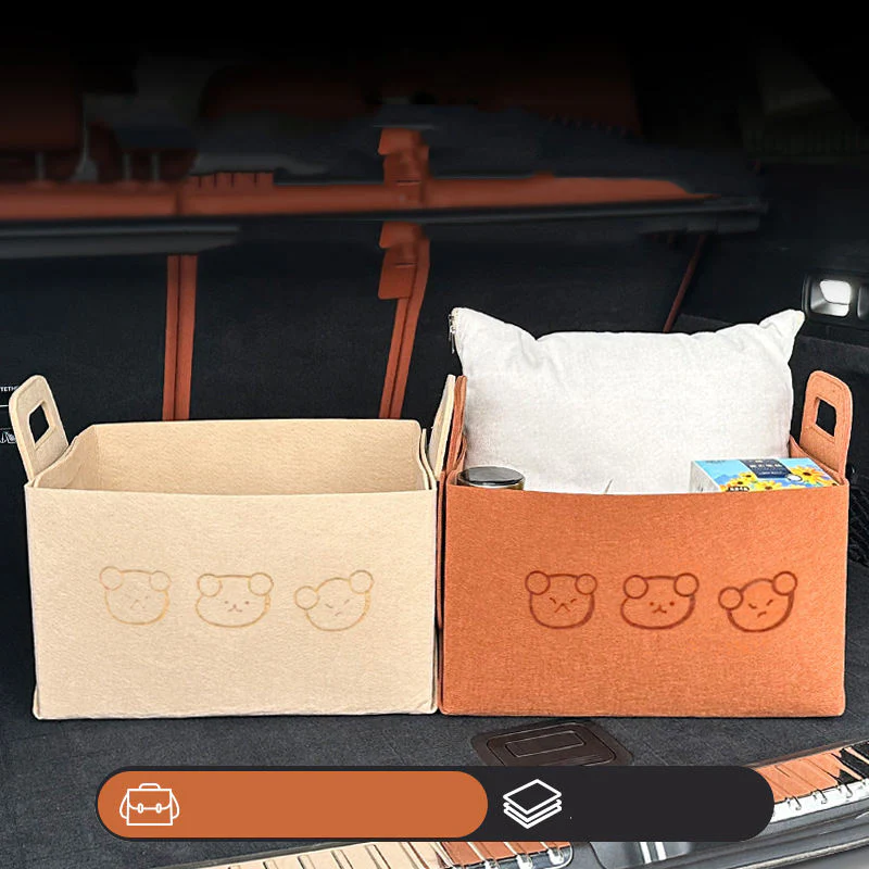 Bear-Embroidered Foldable Felt Storage Bin β Multipurpose Organizer - Image 5
