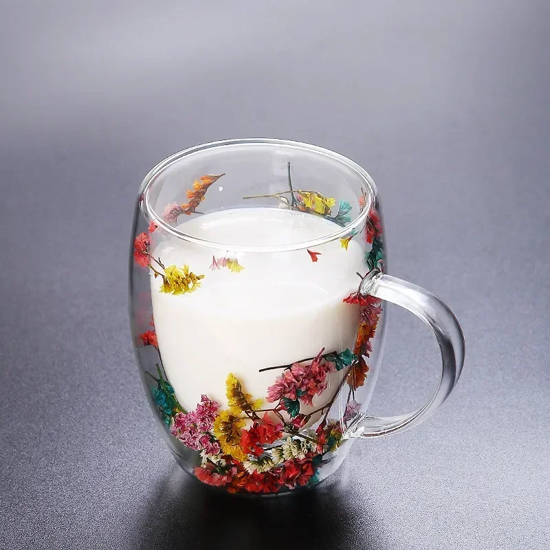 Botanical Double-Walled Dried Flower Glass Mug - Image 8