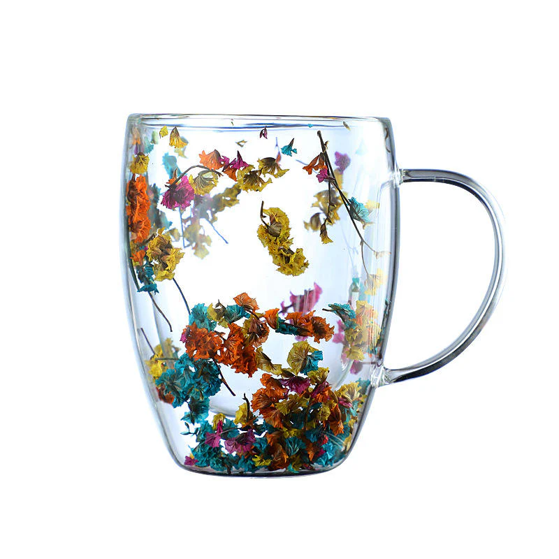 Botanical Double-Walled Dried Flower Glass Mug - Image 9