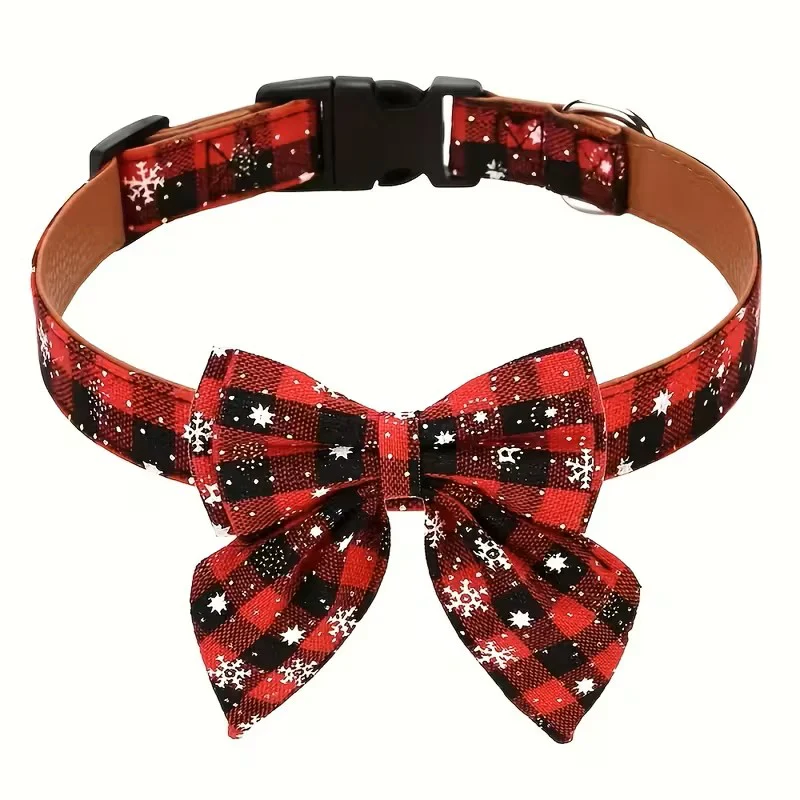Christmas Dog Collar with Detachable Bow Tie