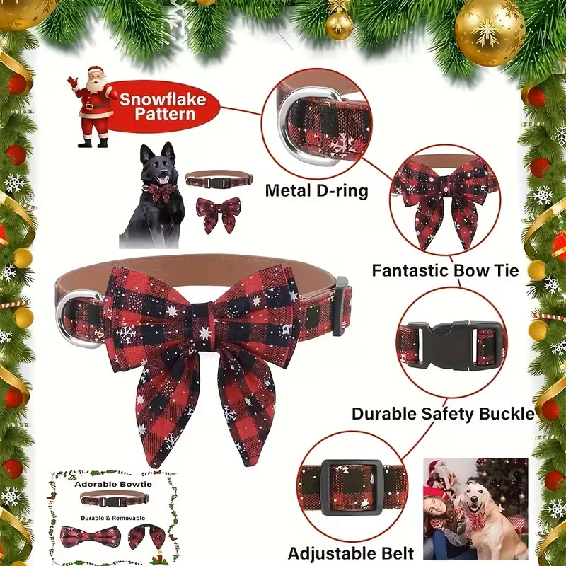 Christmas Dog Collar with Detachable Bow Tie - Image 5