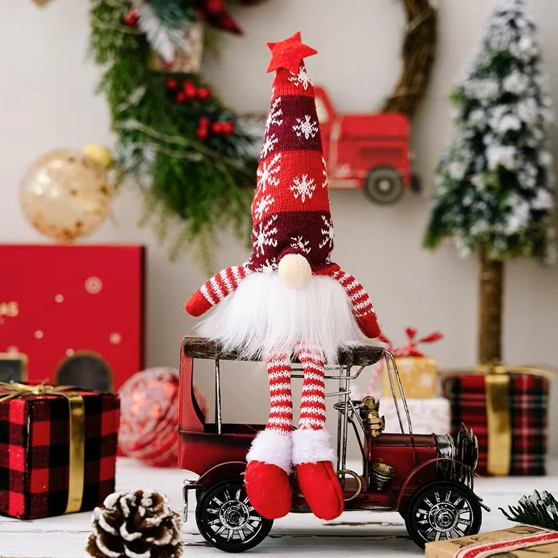 Christmas Faceless Gnome Ornaments – LED Light-Up Plush Decorations