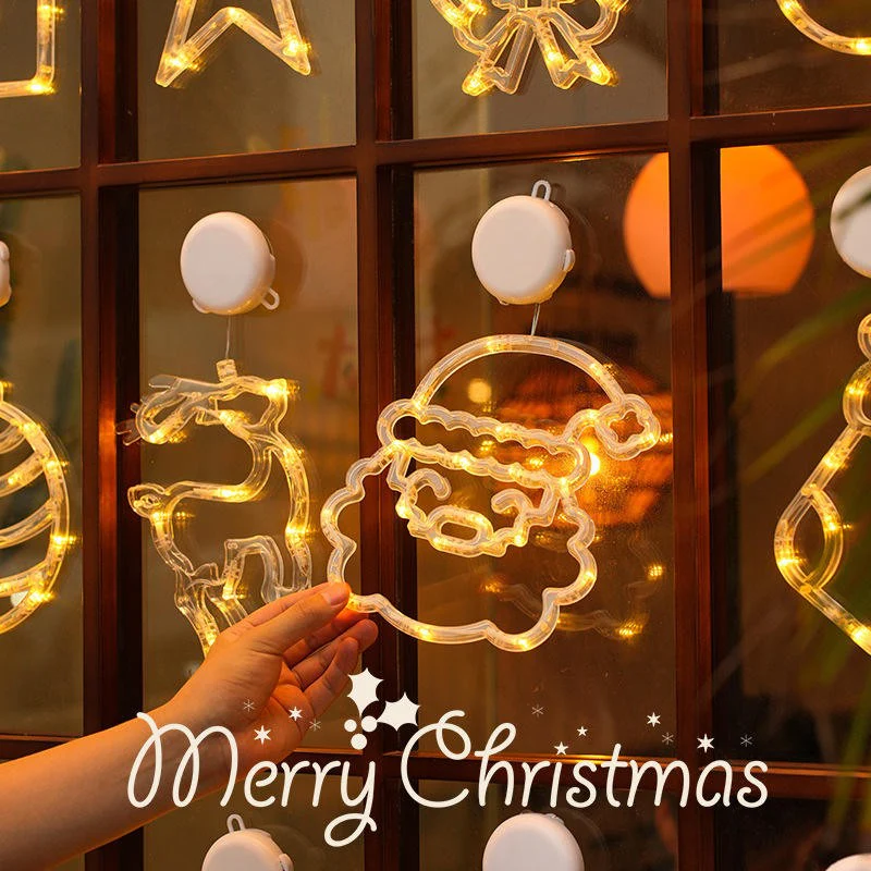 Christmas LED Light Snowflake & Santa Hanging Sucker Lamp – Window/Wall Holiday Decoration - Image 15