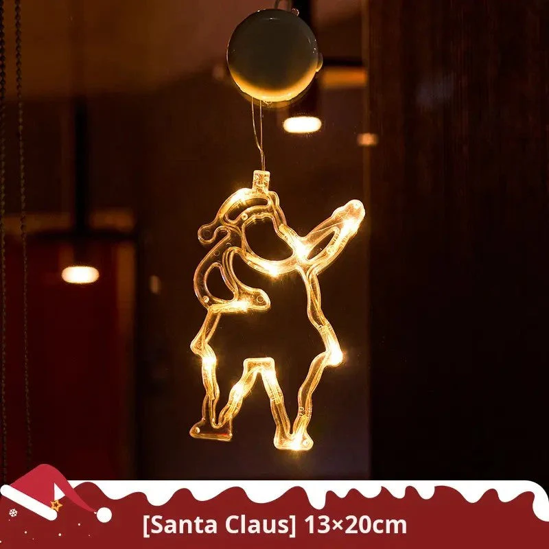 Christmas LED Light Snowflake & Santa Hanging Sucker Lamp – Window/Wall Holiday Decoration - Image 17