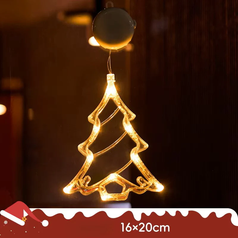 Christmas LED Light Snowflake & Santa Hanging Sucker Lamp – Window/Wall Holiday Decoration - Image 4