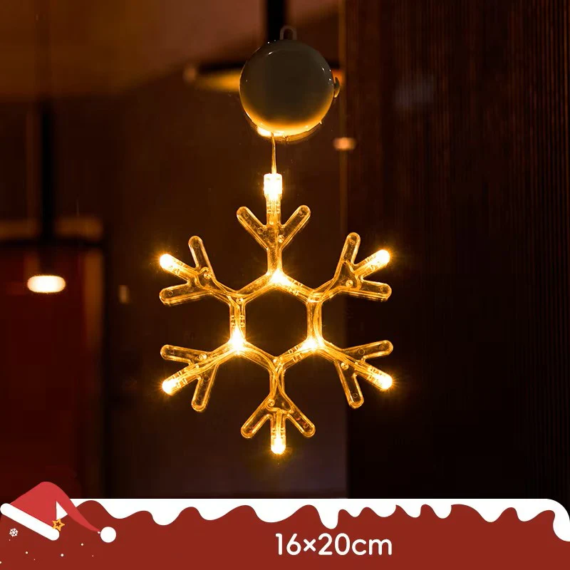 Christmas LED Light Snowflake & Santa Hanging Sucker Lamp – Window/Wall Holiday Decoration - Image 7