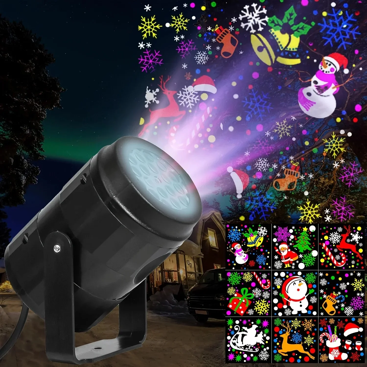Christmas LED Projector Light β 16 Patterns, Rotatable, Indoor/Outdoor