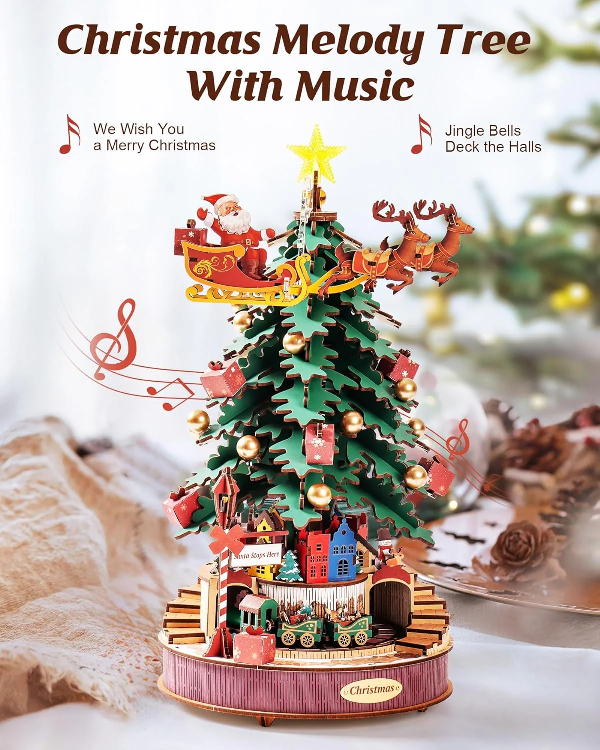 Christmas Melody Tree Music Box β 3D Wooden Puzzle with Light - Image 2
