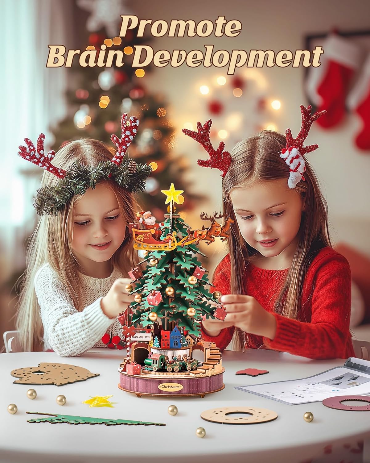Christmas Melody Tree Music Box β 3D Wooden Puzzle with Light - Image 3