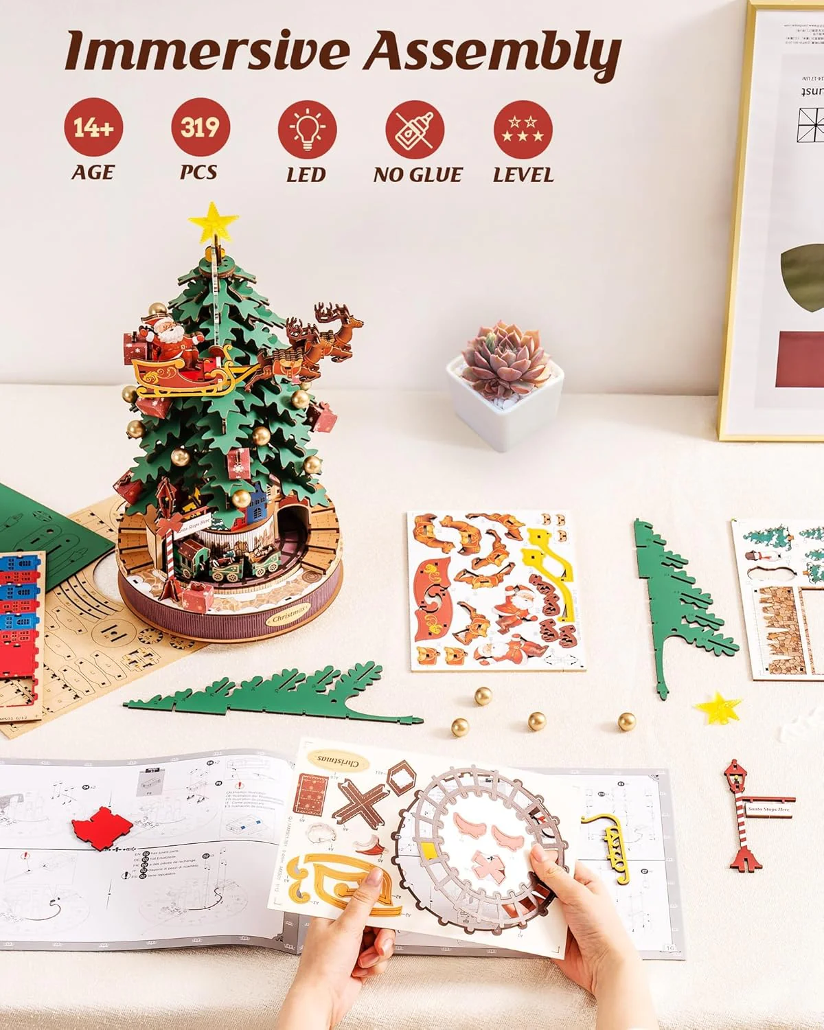 Christmas Melody Tree Music Box β 3D Wooden Puzzle with Light - Image 6