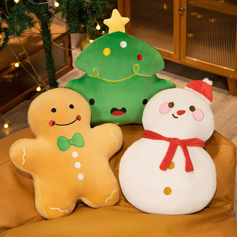 Christmas Plush Pillow β Gingerbread, Tree & Snowman Cushions